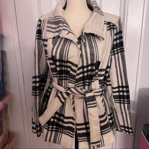 White Plaid Pea Coat